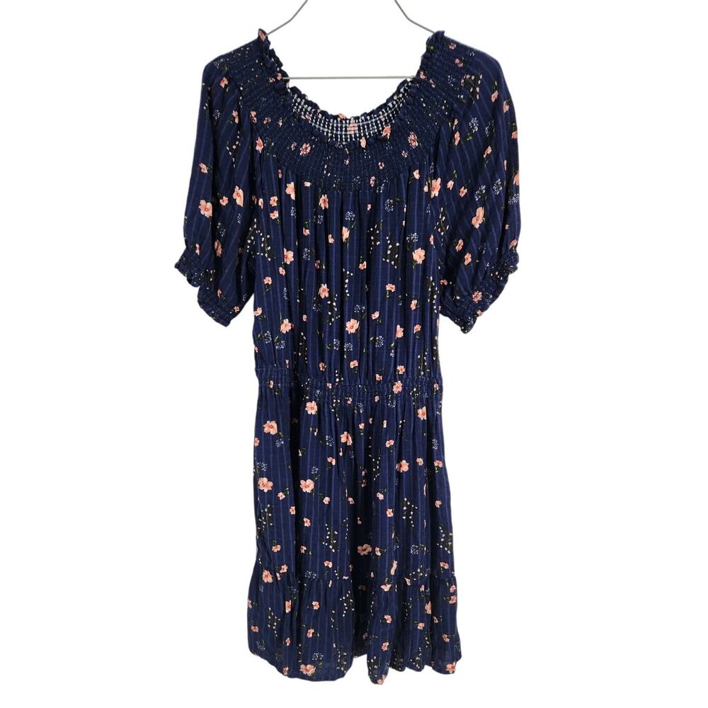 Old Navy Navy Blue Floral Puff Sleeve Dress Womens Size Small S